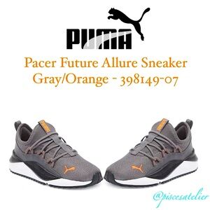 Puma Pacer Future Allure Sneaker Gray/Orange - 398149-07, Women’s Size 5